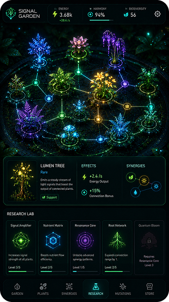 Signal Garden gameplay showing plant network